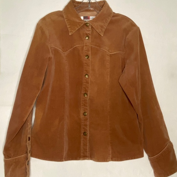 Vintage Live A Little Cotton Suede Corduroy Jacket Button Up 70's Flare Size L - Picture 2 of 7